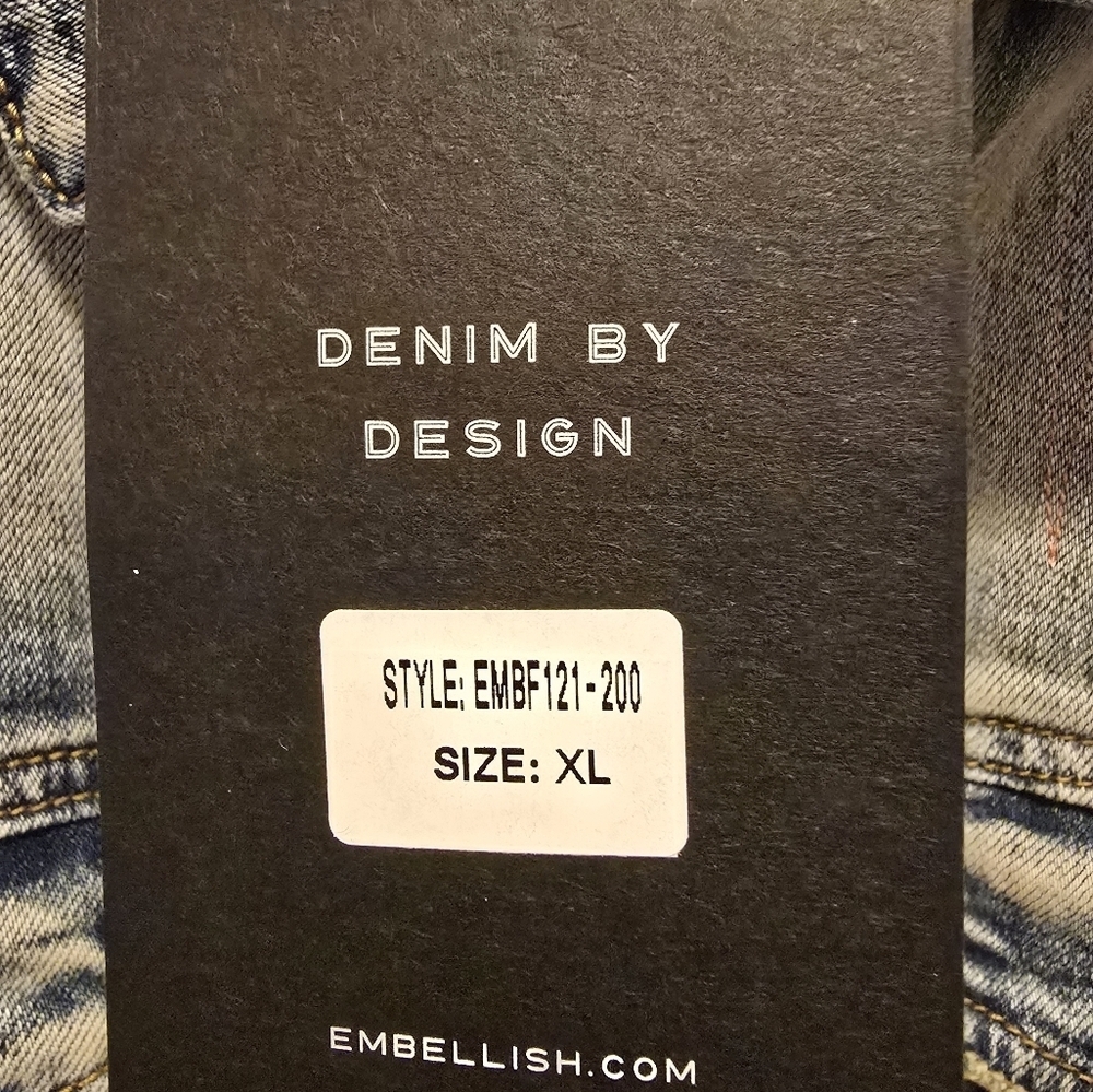 Embellish Blue Concat Denim Jacket - Picture 3 of 4